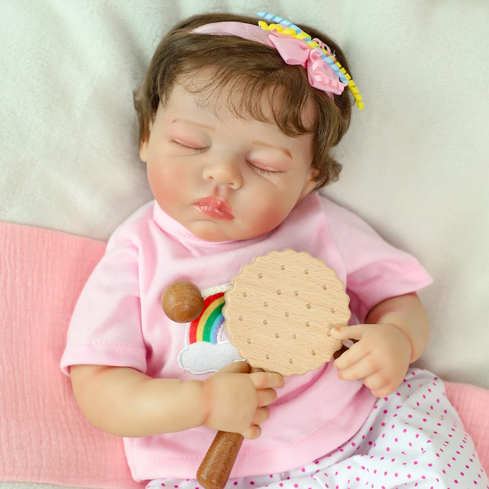Bonecas reborn realistas, 20 polegadas, bonecas recém-nascidas realistas, corpo de pano macio com brinquedo de alimentação para crianças de 3 anos ou mais