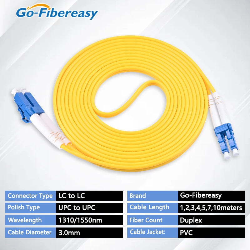 5pcs Fiber Optic Cable Single Mode Duplex LC-LC Patch Cord 0.3m,1m,2m,3m,5m,10m UPC Polish 2.0mm,3.0mm Optical Fiber Patch Cord