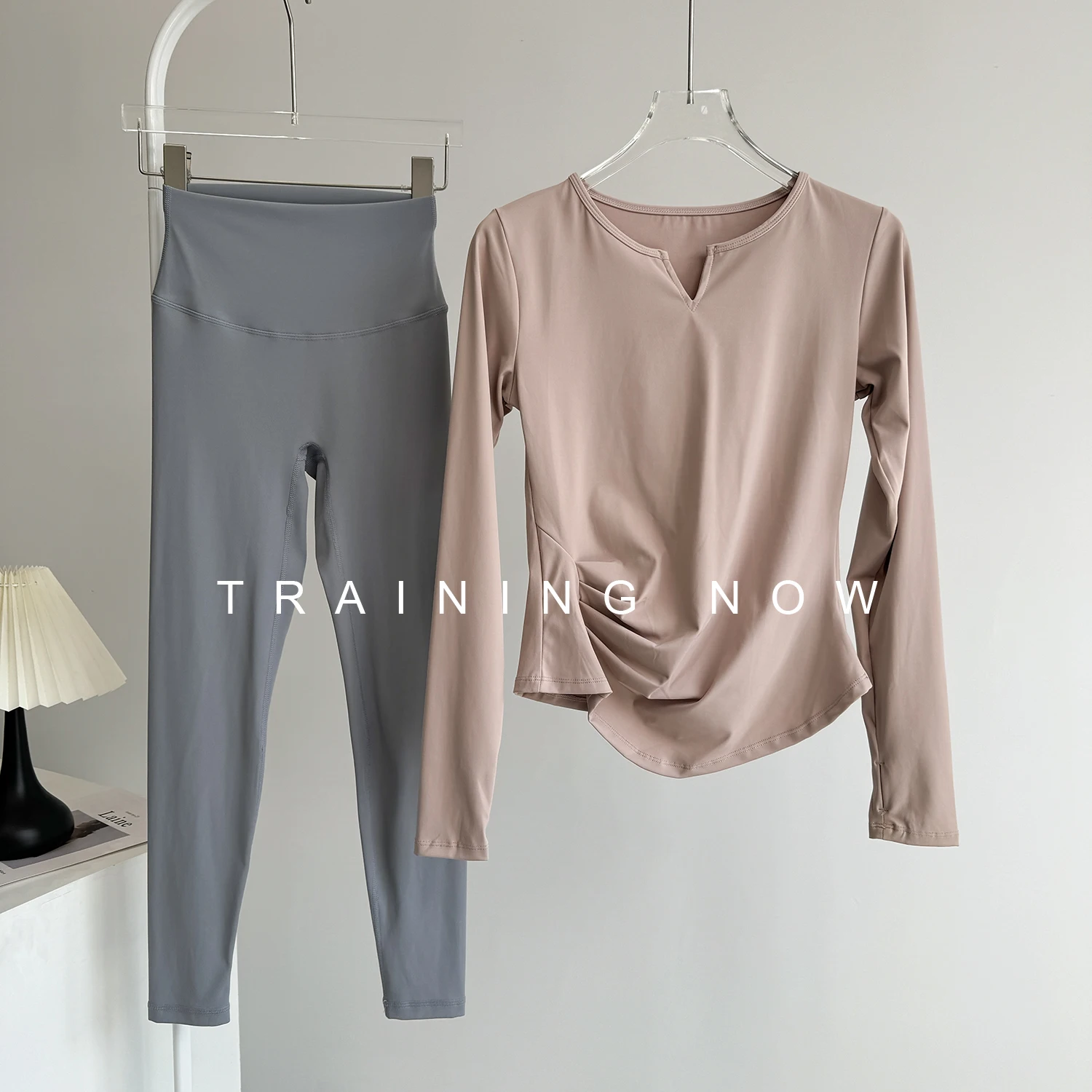 

Morning running suit for women autumn fashion slimming sports training quick-drying suit high waist hip lifting yoga fitness