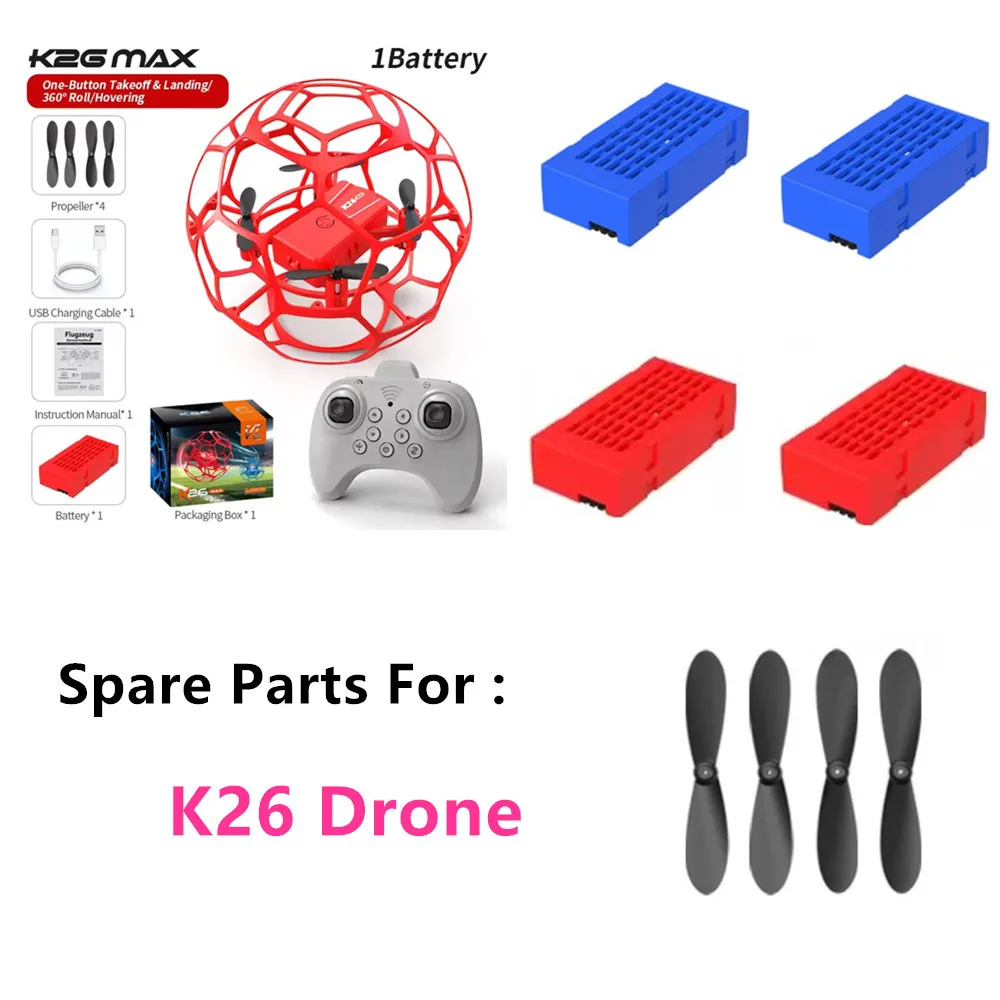 K26 MINI Air Soccer Competitive Battery 3.7V 500mAh K26 Drone Propeller Blade K26 Drone  Accessories K26 Battery