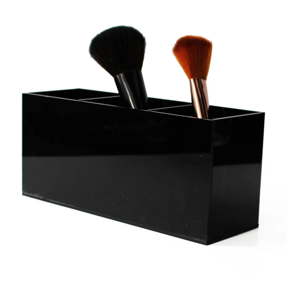 

Acrylic Brush Holder Durable 3 Compartments Makeup ganizer Pen Storage Case Desktop sundries Container