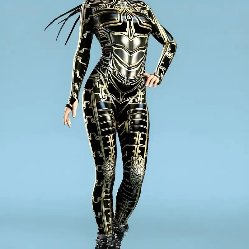 New2025 New Halloween Tight Body Suit Adult Cosplay Onesie 3D Armor Digital Print Slim High Elastic Breathable Comfortable2025