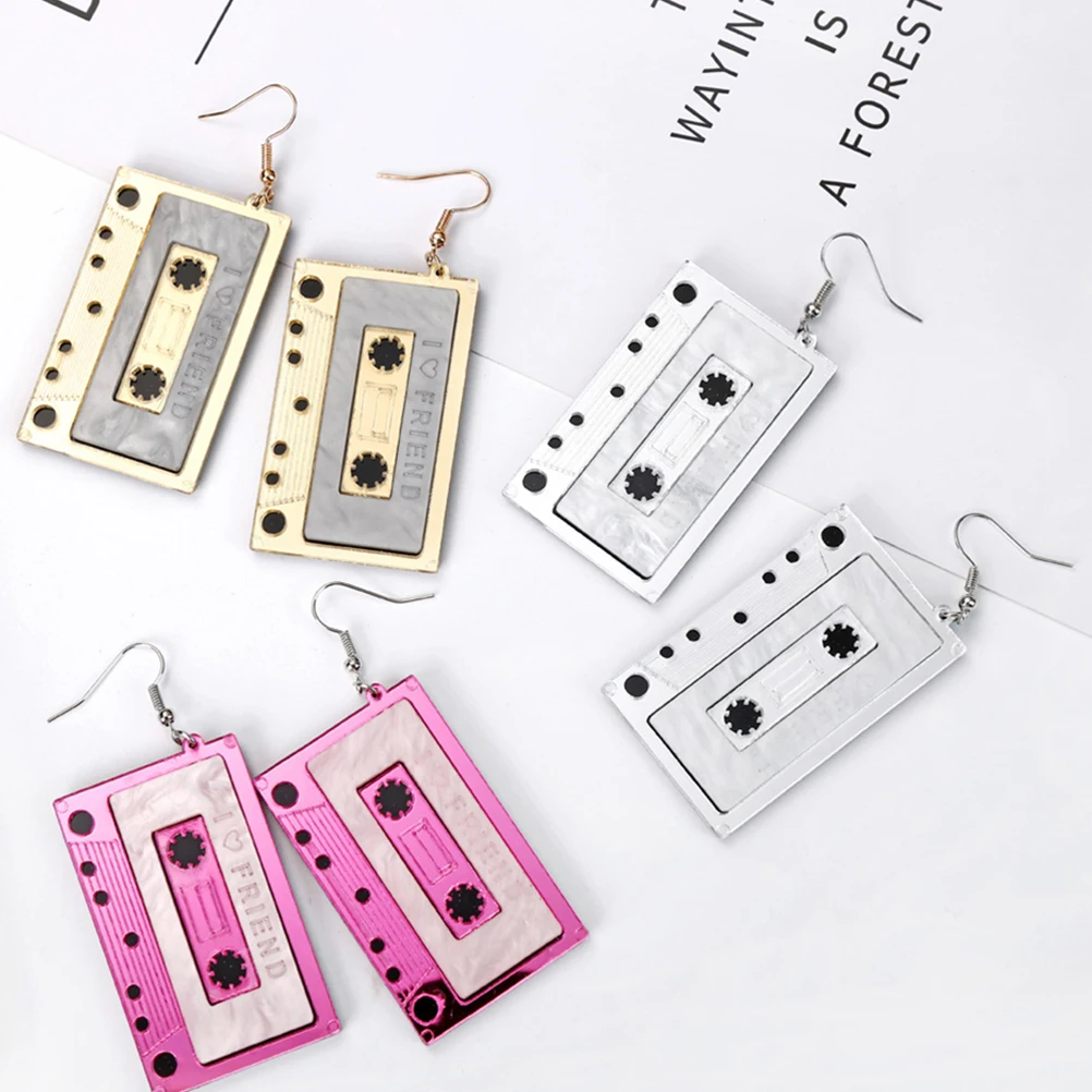 

Magnetic Tape Earrings Creative Studs Temperament Shape Eco-friendly Jewelry Golden