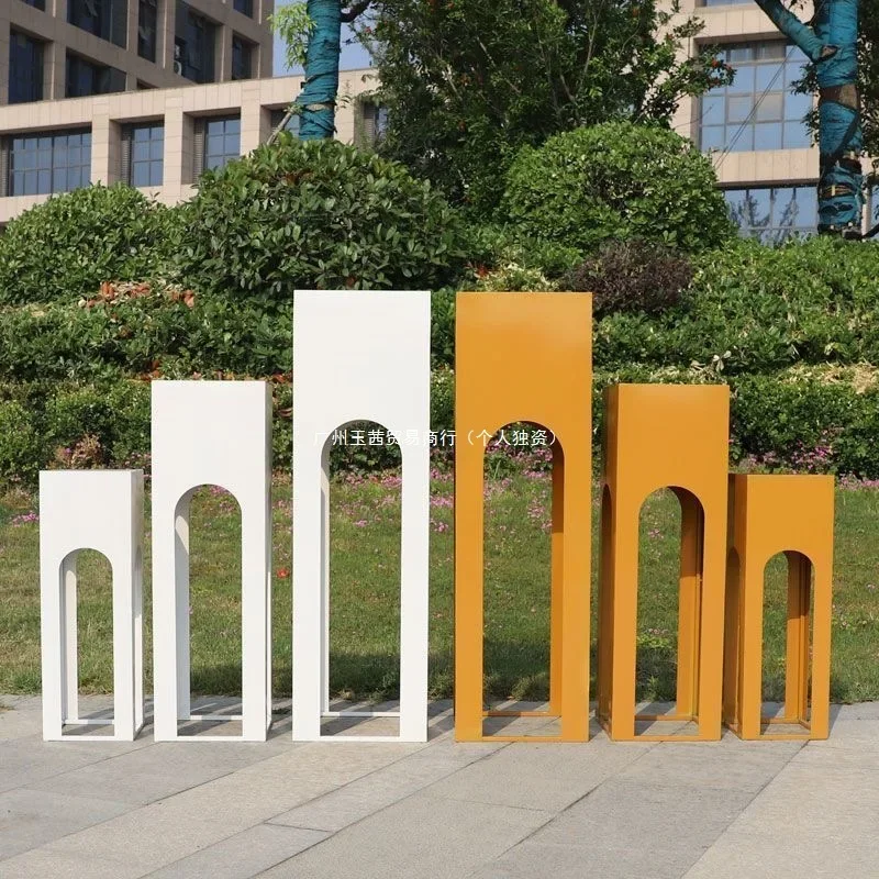 Wrought iron wedding road guide props step by step rising square column dessert wedding