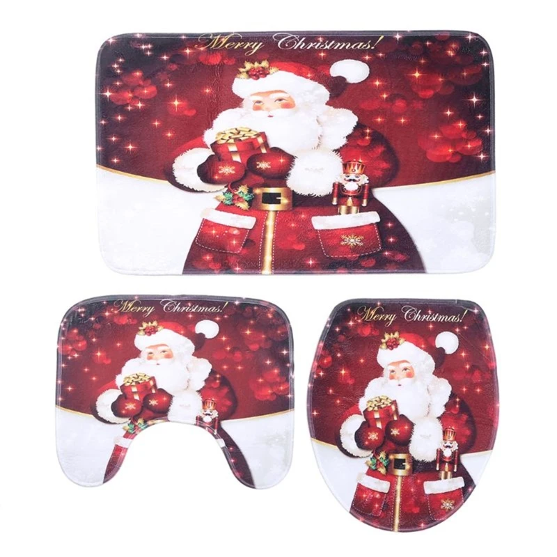 Polyester Toilet Seat Cover Set Christmas Decorations Christmas Men Shape for Home Bathroom Product New Year Decorations