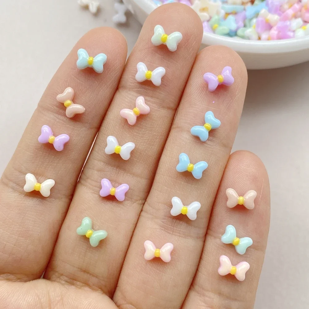 200 stücke Harz bunte 3d Mini Bogen Nail Art Flatback Strass Sammelalbum DIY Hochzeit Applikation Schmuck Zubehör Handwerk