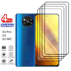 1/2/3/4PCS For Poco X3 Pro Glass Xiaomi Poco X3 NFC Tempered Glass Phone Full Cover Glue 9H HD For Screen Protector Poco X3 Pro