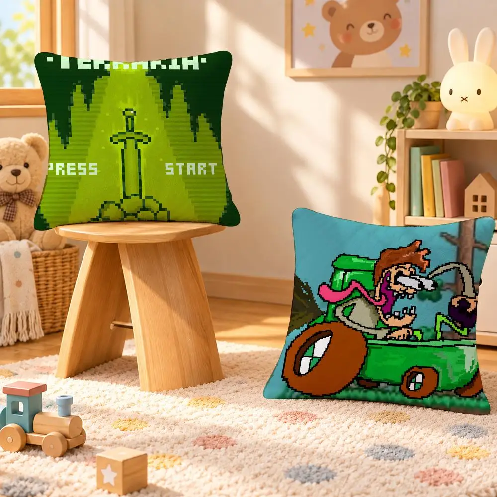 Game Terraria Sandbox Pixel Cushion Cover Personalized Soft Plush Pillow Living Room Home Sofa Bedroom Office Car Cushion