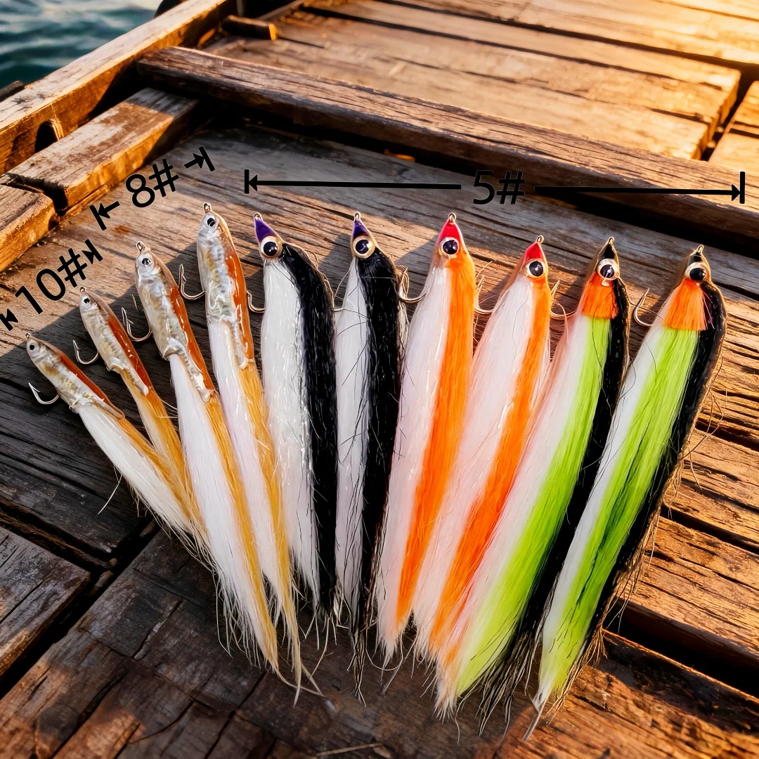 5/10 Pcs/Set UV Active Ice Silk Fish & Simulated Minnow Fly Fishing Lures with 3D Eyes  Freshwater Saltwater Trout Bass Baits