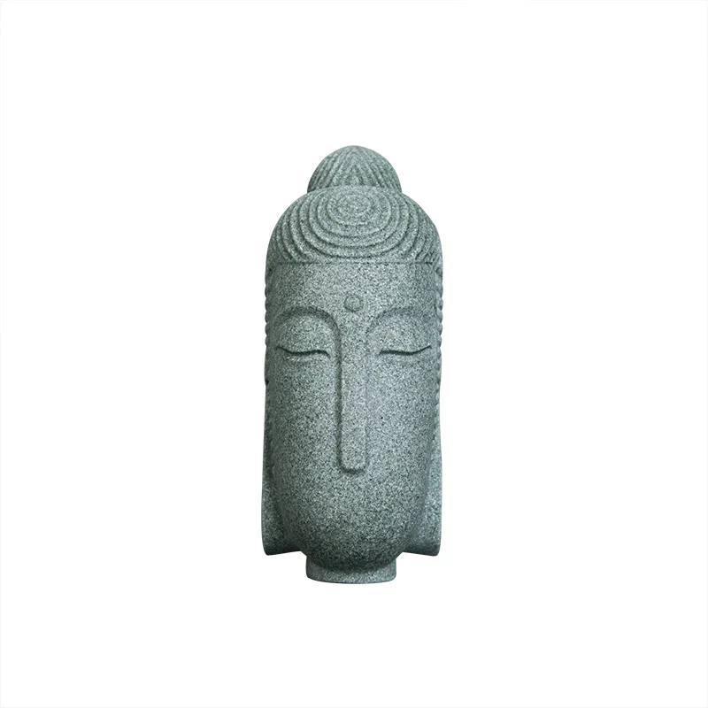 Northern Wei Buddha Head Bluestone Zen Chinese Style Tea Pet Home Office Decor Guochao Creative Stone Figurine Desktop Ornament