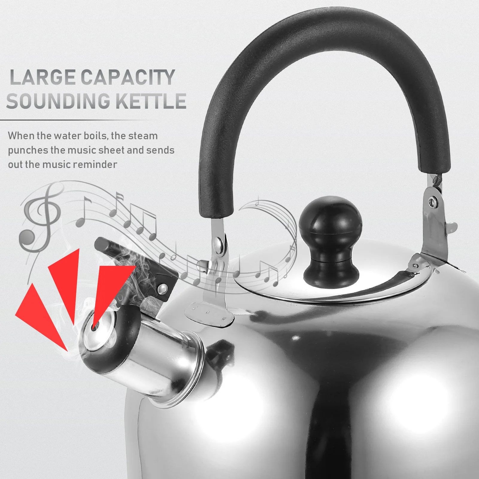 

1Pcs Kettle Stainless Steel Sounding Kettle Comfortable Handle Efficient Whistle Pot Kitchen Gadget