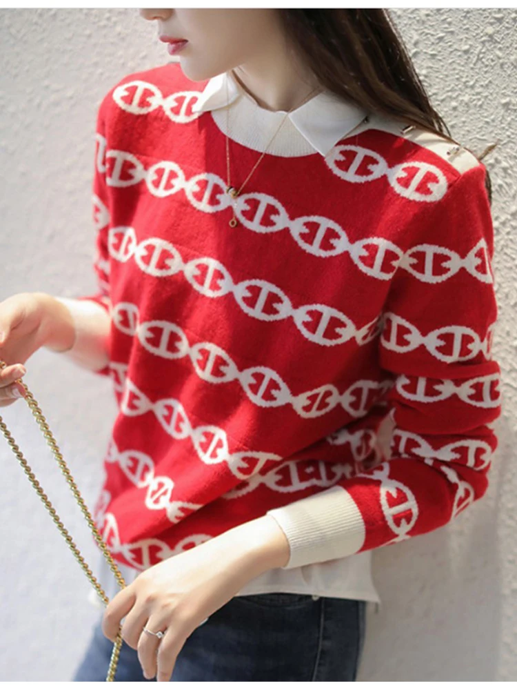 Suéter de Lana Tejida uesa DORACTR para Mujer, Estilo Informal para el Trabajo, Ajustado, Textura Fina, Bordado con Hebilla...