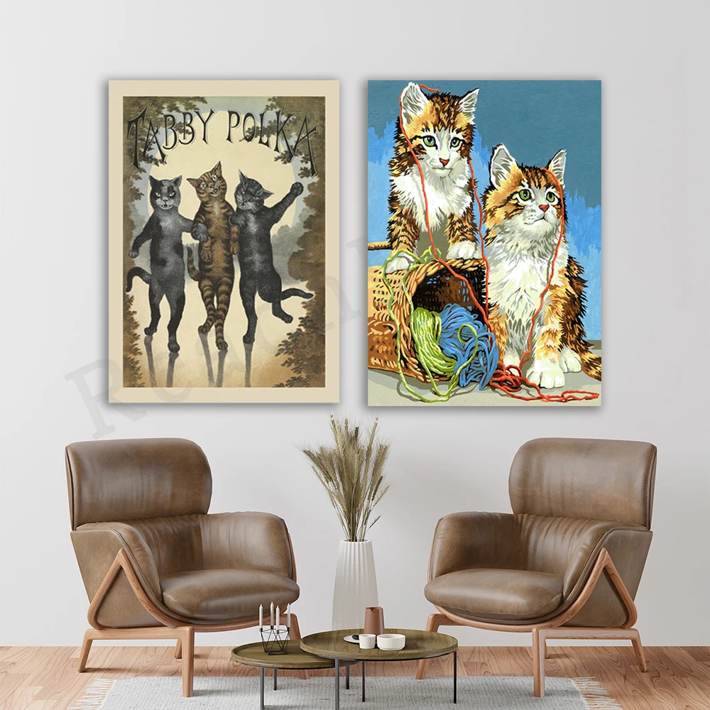 Tabby Cat Polka Print • Vintage Cat Score Cover Antique Cat Print • Tabby Cat Ephemera, Cat Poster • Funny 1950s Kitsch!