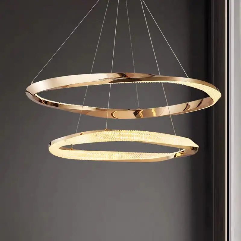 

Led Creative Chandelier For Living Room Modern Home Decor Hanging Lamp Gold Round Indoor Lighting Luxury Bedroom Acrylic Lustre