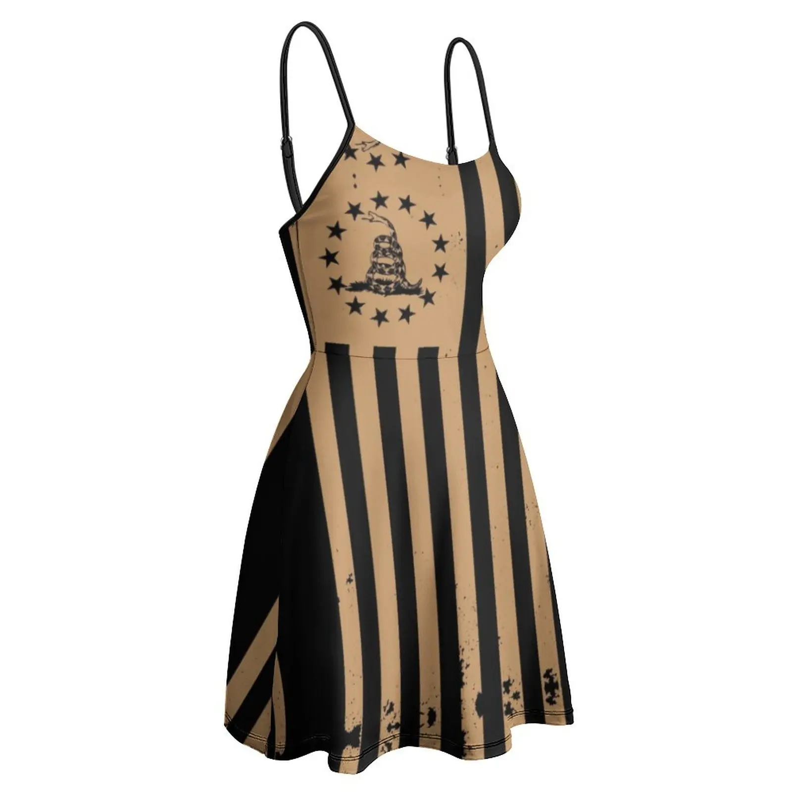 

Vitage Vertical Betsy Ross Gadsden Flag Women's Sling Dress Funny Graphic Sexy Woman's Gown Funny Joke Clubs Dresses