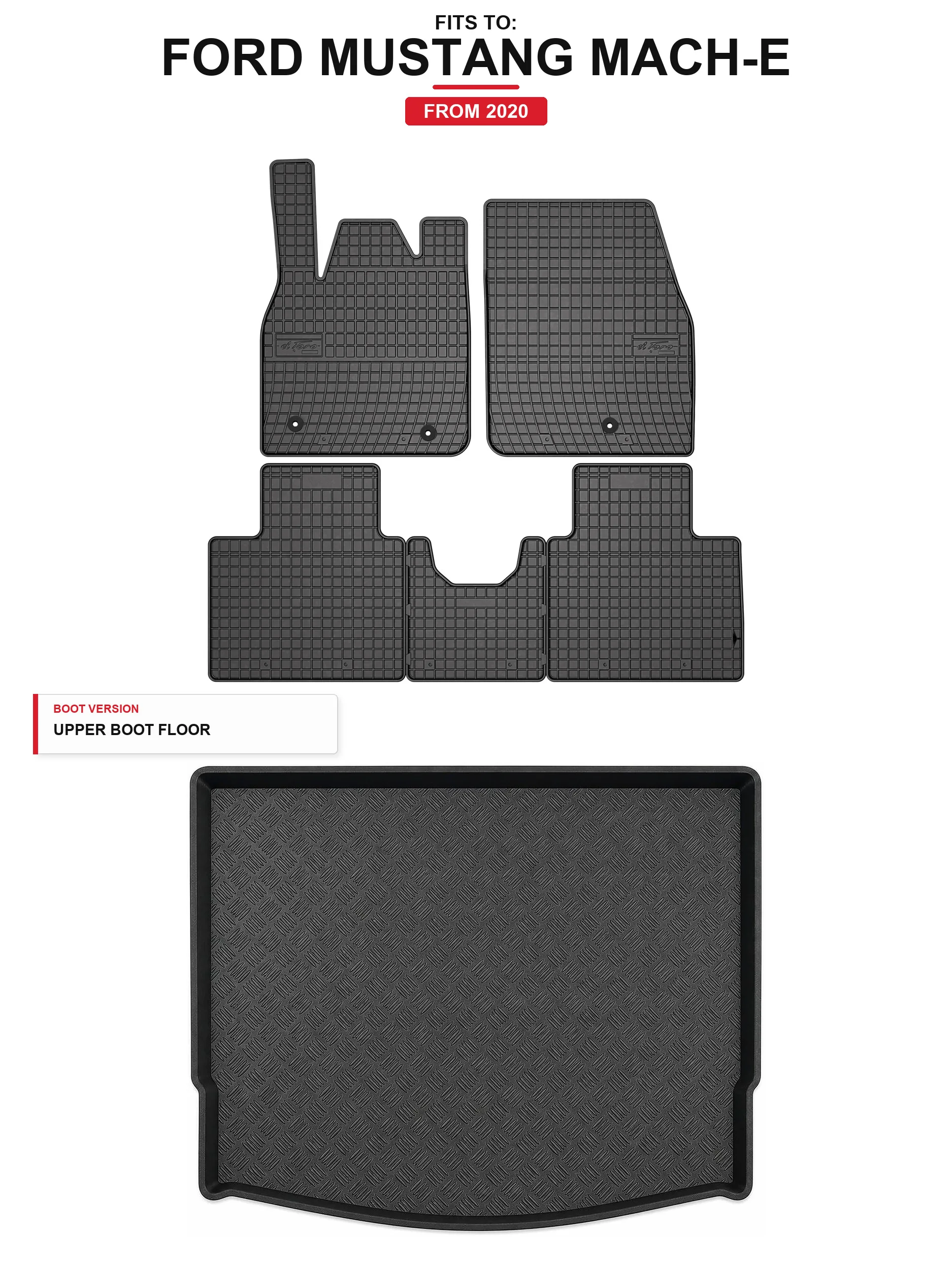 Solidpro Rubber Matten + Kofferbakmat Voor: Ford Mustang Mach-E 2020-