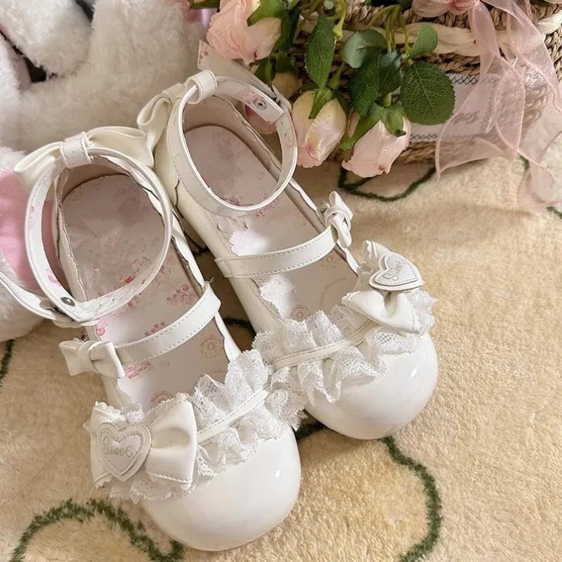 Sweet Lolita Mary Jane Shoes Round Toe Heel Comfort Non-Slip Casual Shoes Small Leather  Female Elegant Princess Shoes