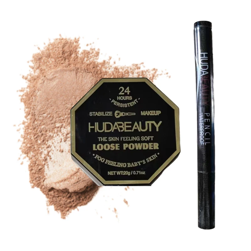 Eyeliner en Setting Matte Powder set Huda Loose Powder Oil-control Skin Natuurlijke make-up Concealer Eye Line Pen Cosmetica