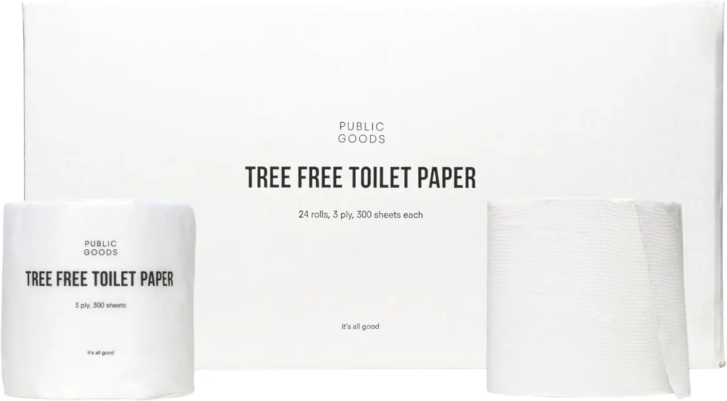 

Eco-Friendly Bamboo & Sugarcane Toilet Paper, 24 Rolls, 3-Ply, 300 Sheets, Septic Safe