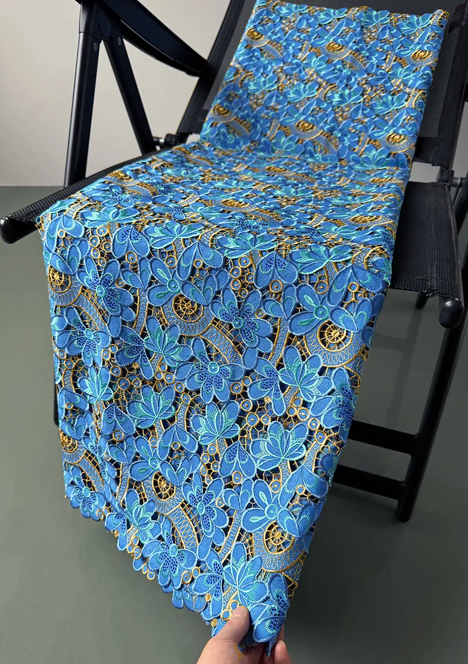 Delicate Guipure Embroidered Lace Korea Voile Fabric Skin Friendly African Mermaid Gown Upscale Dubai Cheongsam Bobtail Cloth