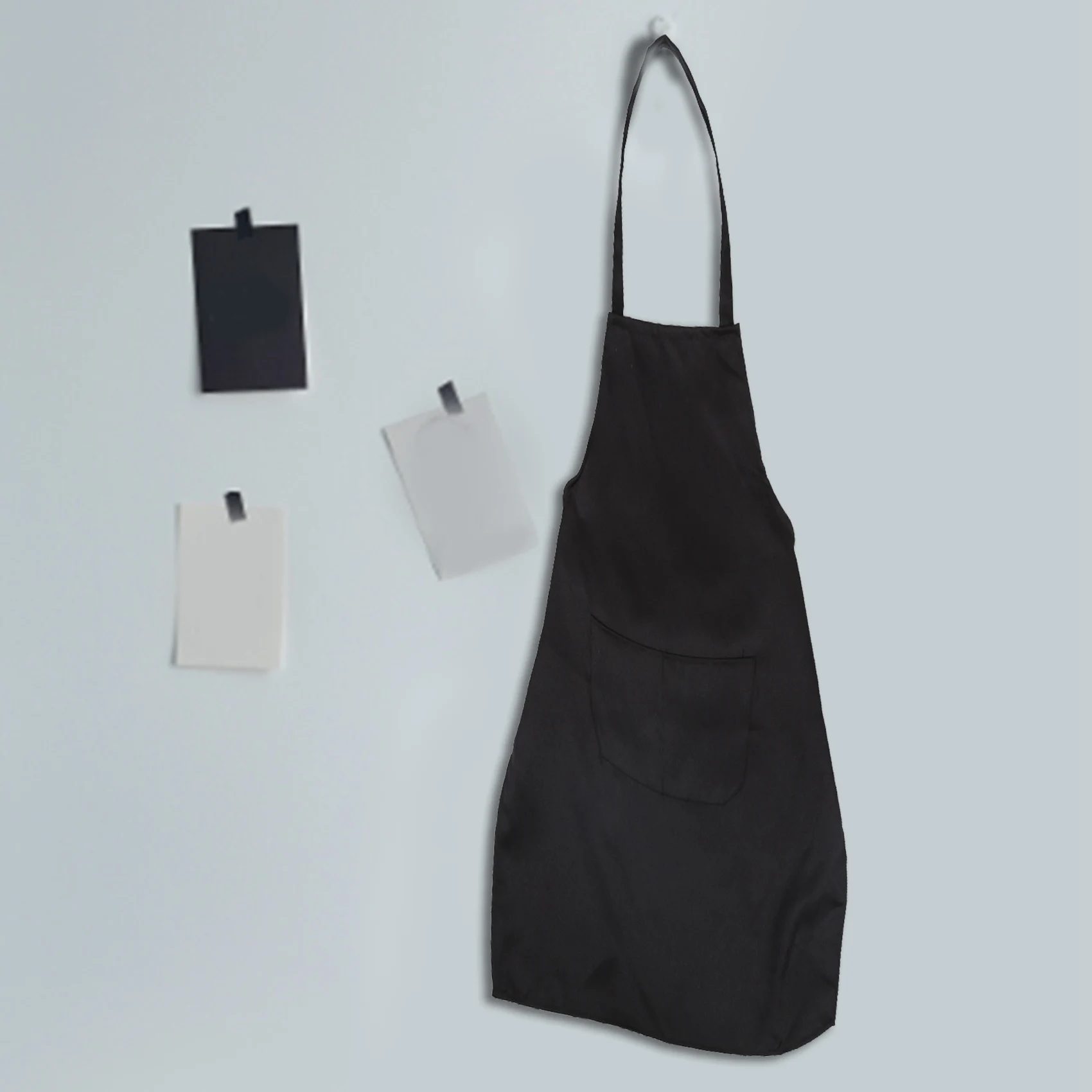 Unisex 2 Pocket Black Kitchen Apron Bib, One Size in Medium