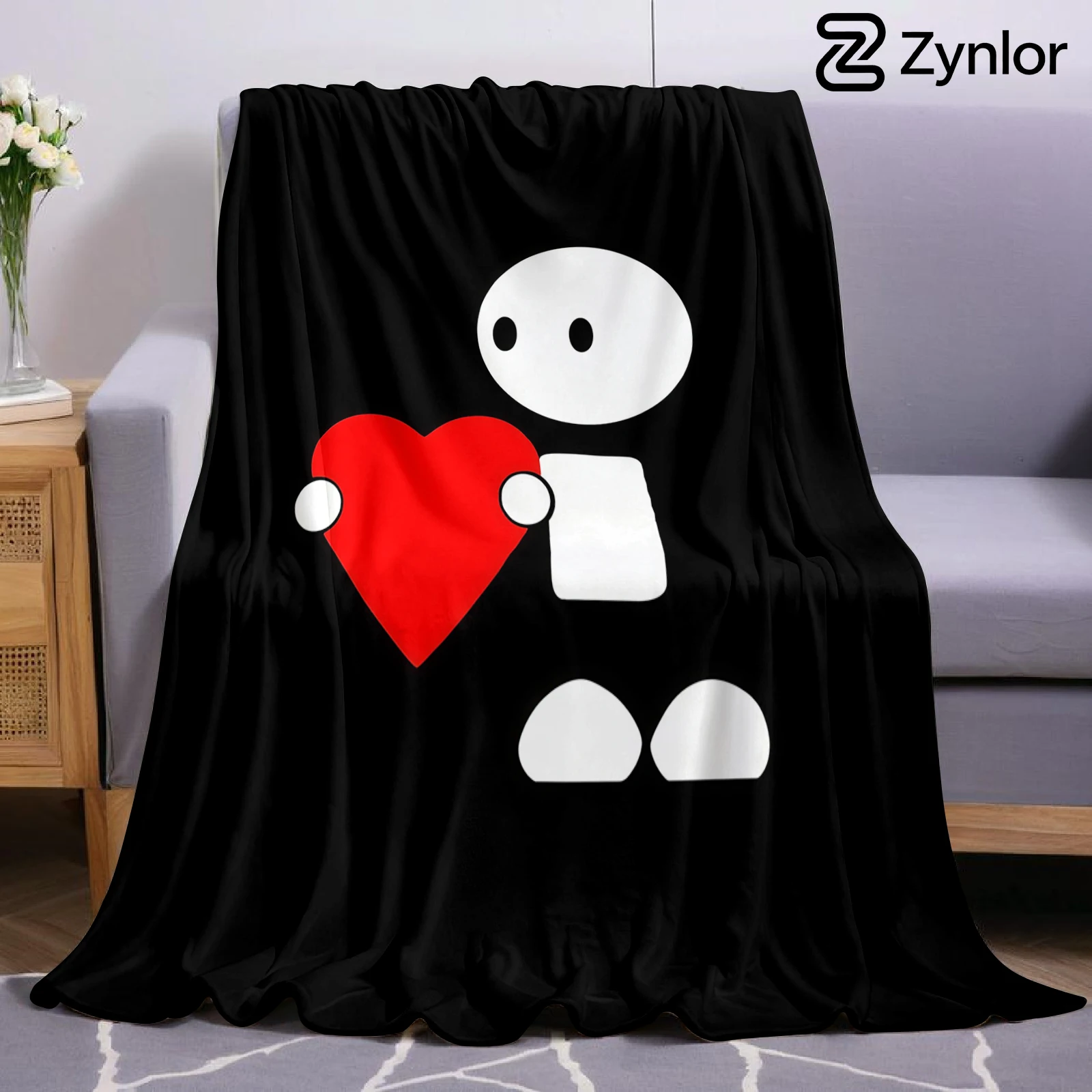 Stickman Holding Red Heart Lightweight Microfiber Flannel Blanket Soft Warm Cozy Throw All Season for Bed Sofa Office Travel