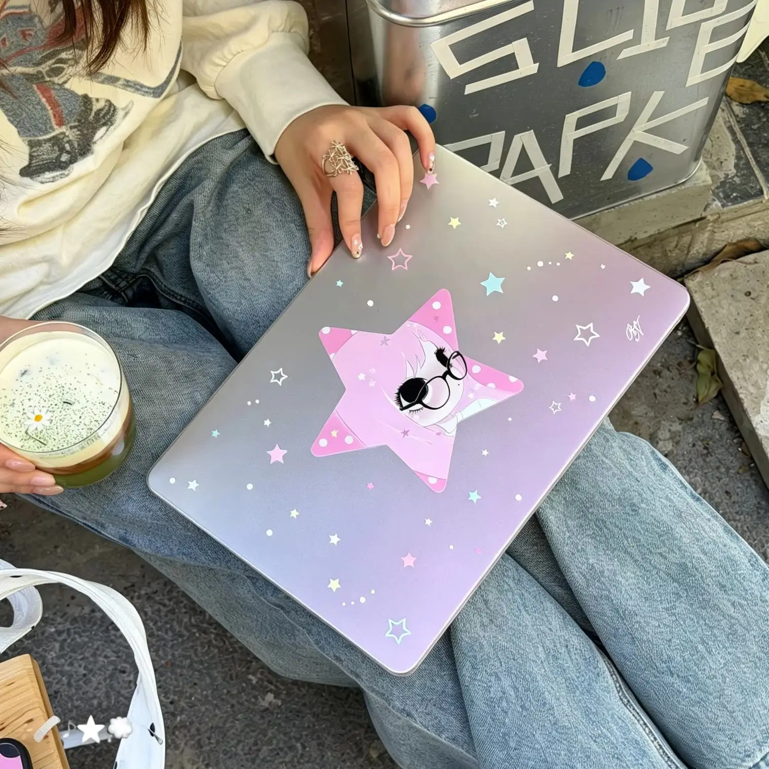 Pink Star Girl Cute Crystal Laptop Case For Macbook Air 13.6 M4 NEO 15 M3 Hard Cover For Mac Book Pro 13 M1 M2 14 M4 M5 16 Cover