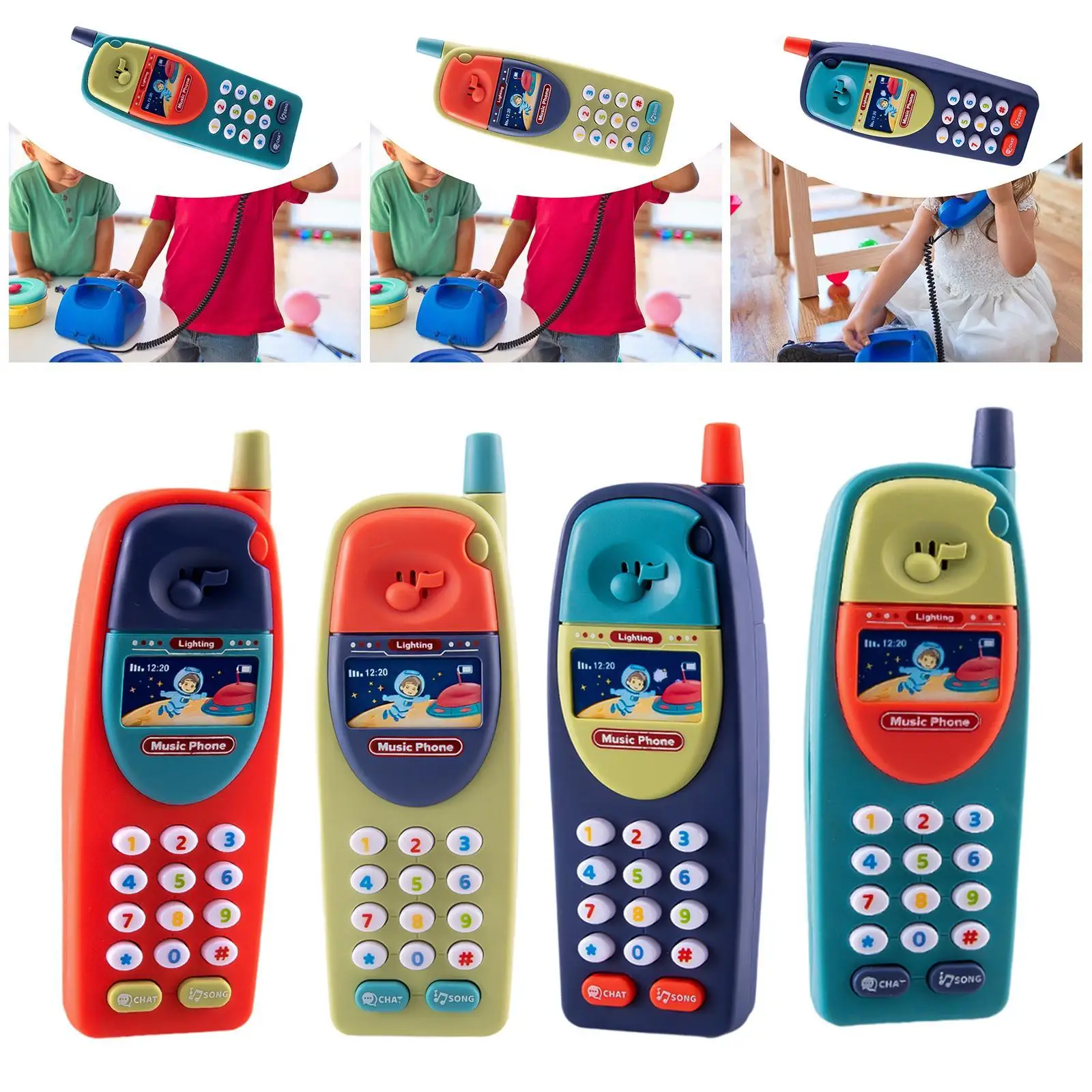 Brinquedos musicais de sons para bebês, brinquedo de telefone para crianças de 1 ano, presente de aniversário