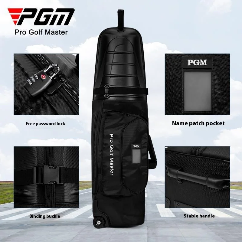 PGM HKB014 Golf Aviation Bag Men's and Women's Hard Shell Airplane Shipping Bag with Roller Skating Golf Travel Ball Bag