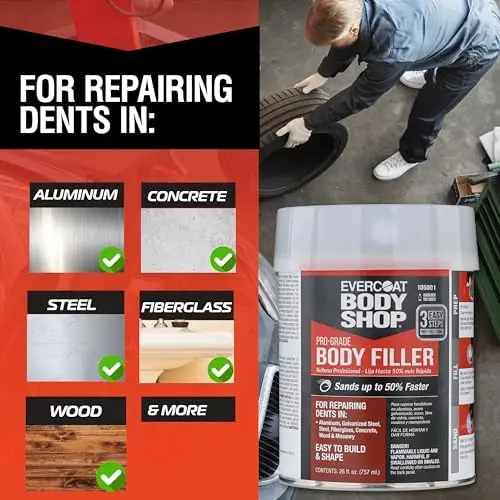 

Evercoat Pro-Grade Body Filler 26 oz – Fast-Drying, Lightweight, Easy Mix for Auto Repair