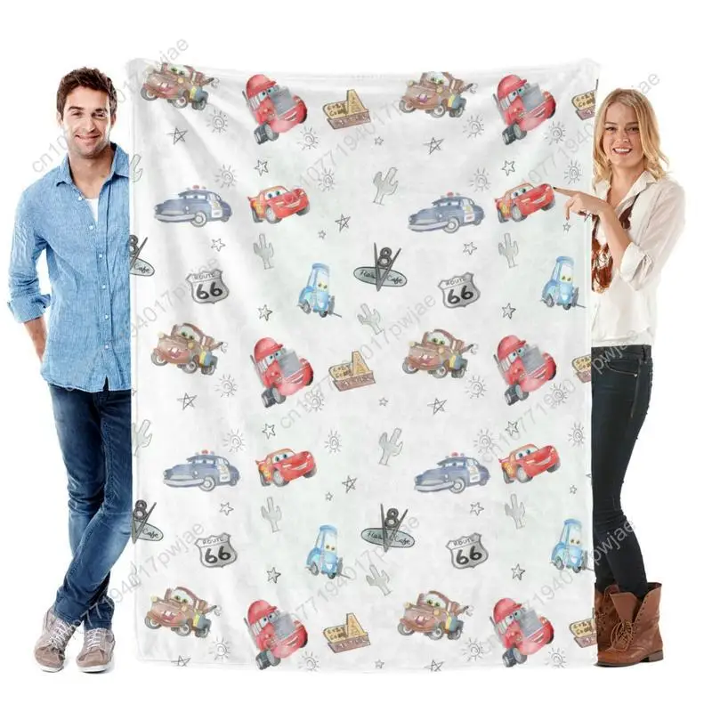 Cartoon Route 66 pattern printed flannel blanket, multi-purpose and comfortable indoor outdoor home furnishings Custom blankets