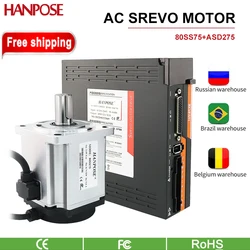 80SS75 5.0A 2.39N.m And ASD275 Servo motor Drive kit AC200-240V+3M Encoder Cable CNC Medical Equipment 750W ac Servo Motor drive
