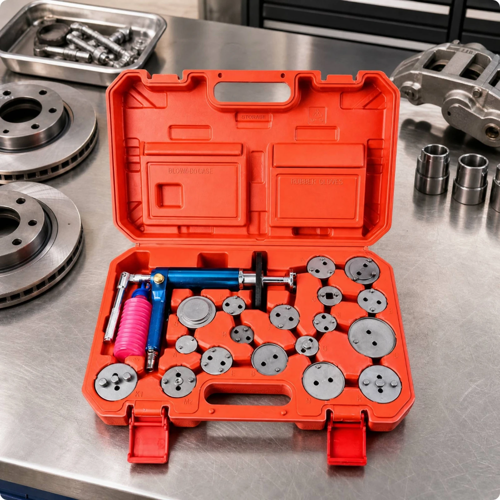 20 Pieces Brake Pad Replacement Tool Kit Alloy Pneumatic Brake Caliper Piston Adjustment Tool Kit Heavy-Duty Corrosion-Resistant