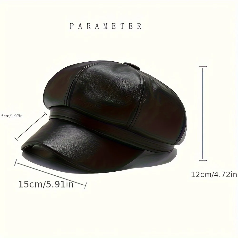 قبعة ثمانية جوانب سوداء على طراز نيتزن ذات وجه صغير للنساء، قبعة منقار البط، قبعة ربيع وخريف عصرية على الطراز الإنجليزي