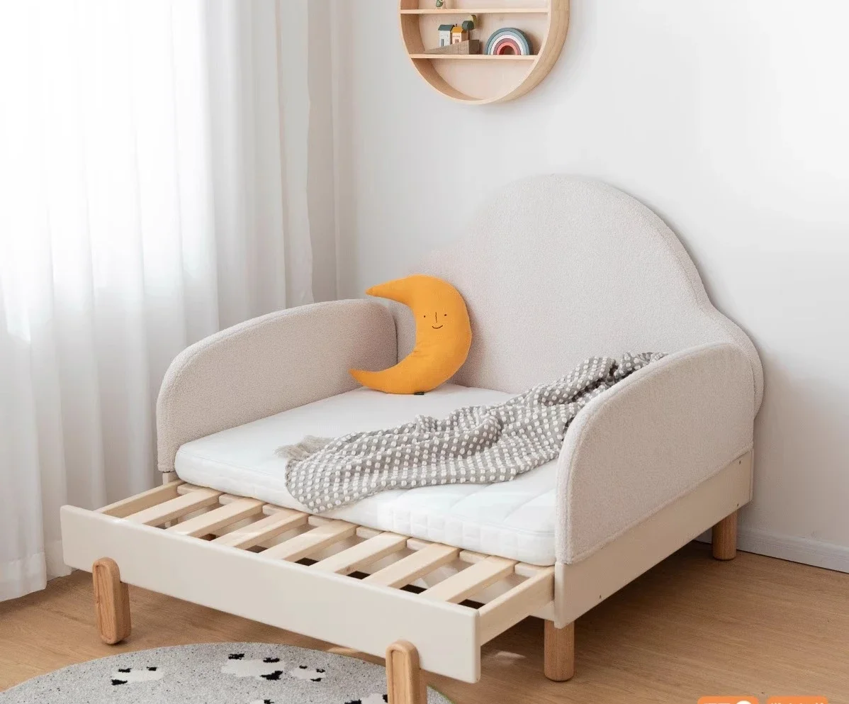 

Solid wood bed telescopic pull cloud sofa, floor house can be retractable