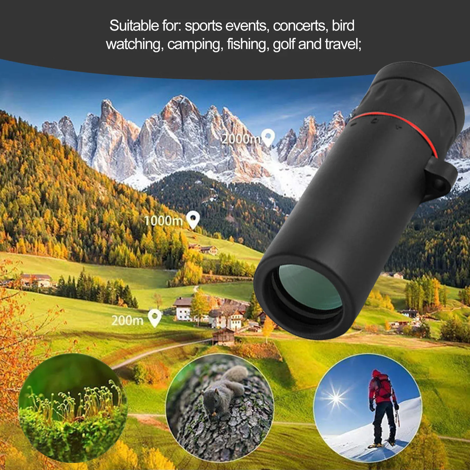 Mini Monocular 60 X 25 Handheld Monoscope Portable Spotting Scopes For Bird Watching Hiking Camping Travel Fully Coated High