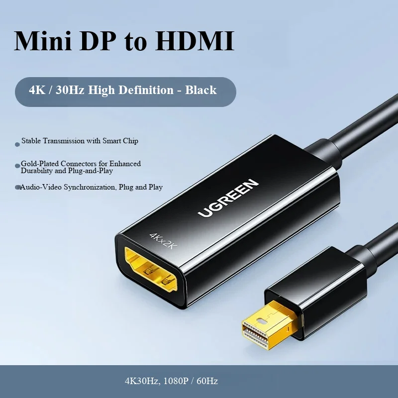 UGreen Mini DP To HDMI-Compatible Interface Cable Line For MINIDP Tou HD Adapter TV