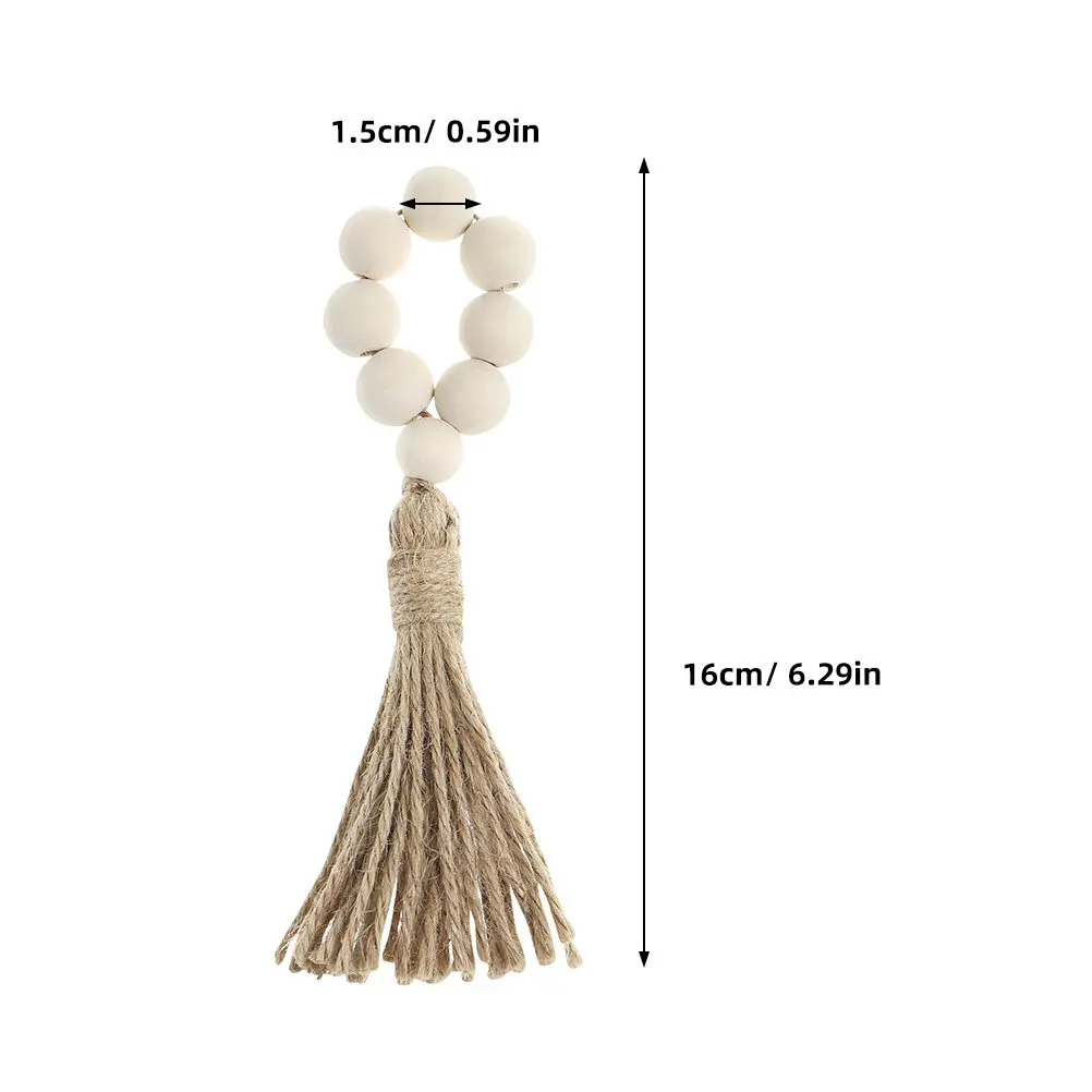 8Pcs Wooden Bead Napkin Rings with Tassel Rustic Farmhouse Table Decor Napkin Holders for Wedding Party Birthday Picnic Dining