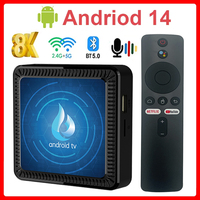 128G 8K Android 14 TV Box Smart Voice Remote 3D 2.4G&5G WIFI Quad Core BT5.2 Media Player Android Set Top Box Google Assistant