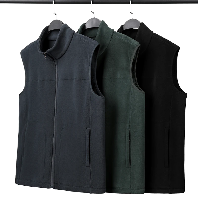 Autumn Winter Preppy Style Turtleneck Zipper Solid Color Pockets Men\'s Clothing Sleeveless Casual Coats Vests All-match Tops