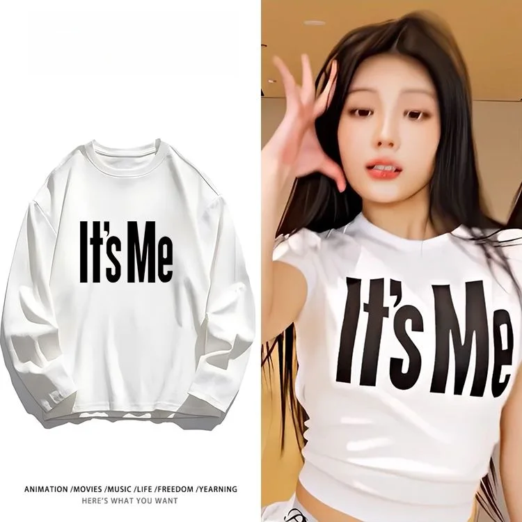 Korean Group ILLIT Practice Room Support Heavyweight Long Sleeve Cotton T-Shirt Unisex Base Shirt Inner Wear Cleanfit Style