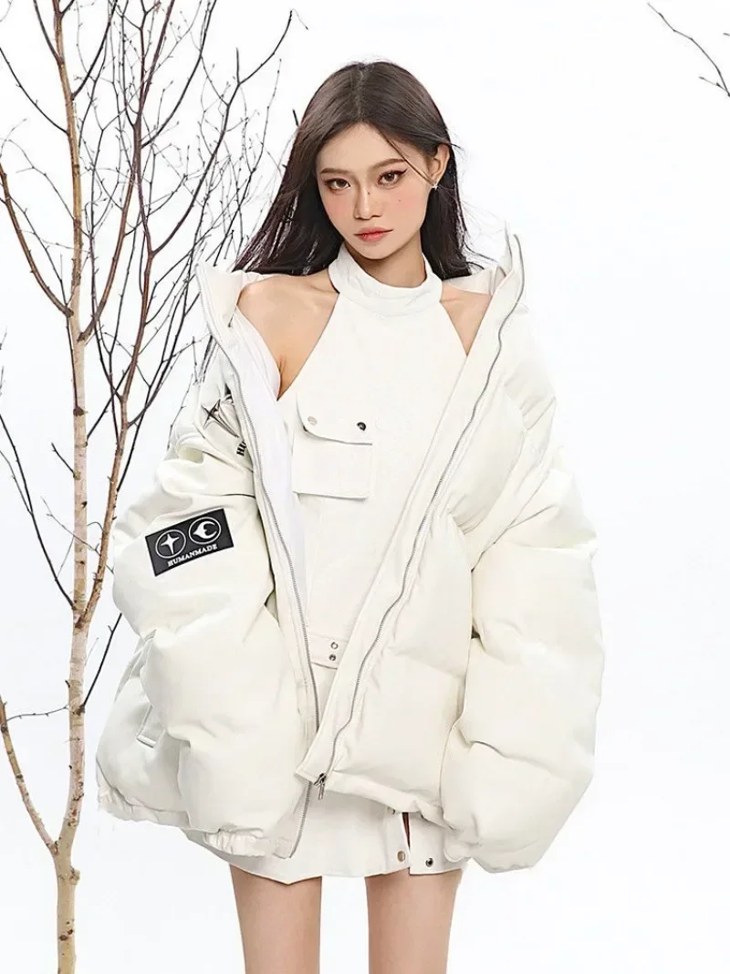 Y2k Punk Casual Harajuku Streetwear Parkas Stand Collar Zip Up Loose Cotton Padded Jackets Korean Hippop Oversized Coats Women