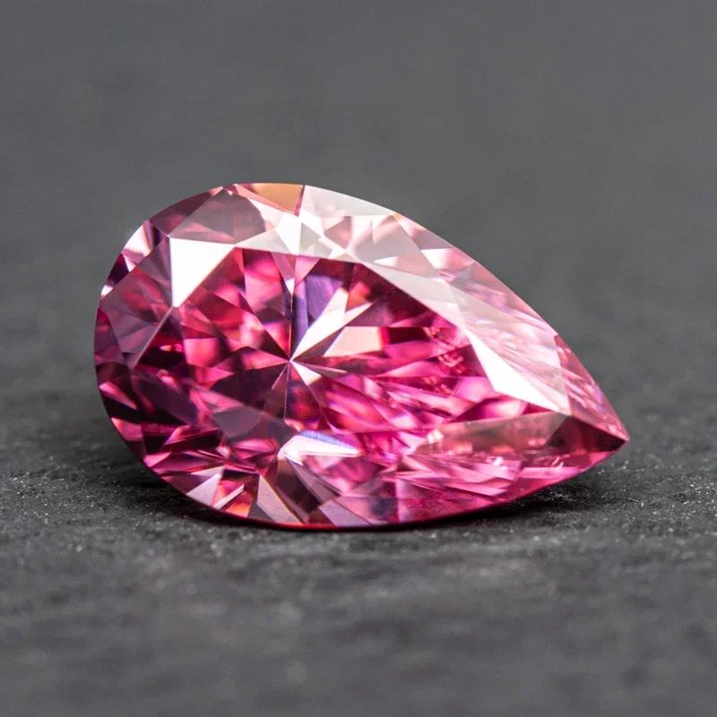 

Top Quality Moissanite Stone Pear Cut Pink Color DIY Ring Necklace Earrings Main Materials Charms for Jewelry Making with Certif