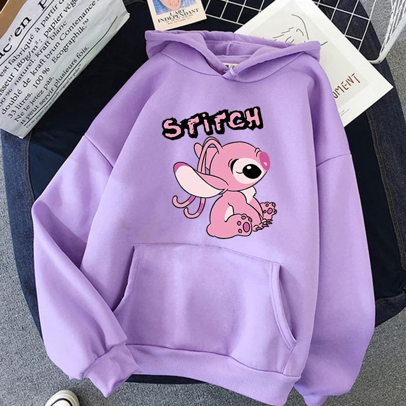 2024 streetwear Unisex Winter Disney Stitch Hoodies Women Harajuku Cute Anime Sweatshirt Manga Streetwear Hoody Female