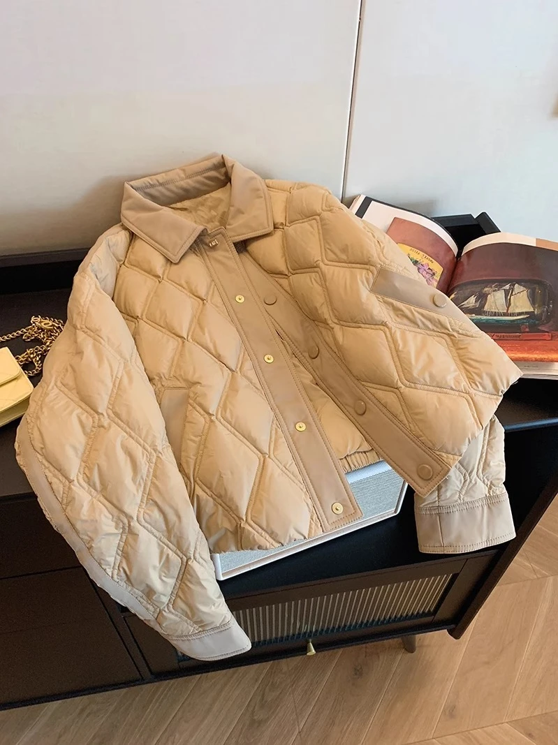 Rétro Sli Simple tout-Match diamant motif col coton Jaet hommes femmes décontracté léger chaud coton vêtements