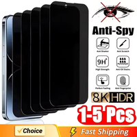 1-5Pcs Full Cover Privacy Screen Protector For iPhone 17 16 11 12 13 14 15 Pro Max Plus 8K Anti-spy Glass For iPhone XR X XS Max
