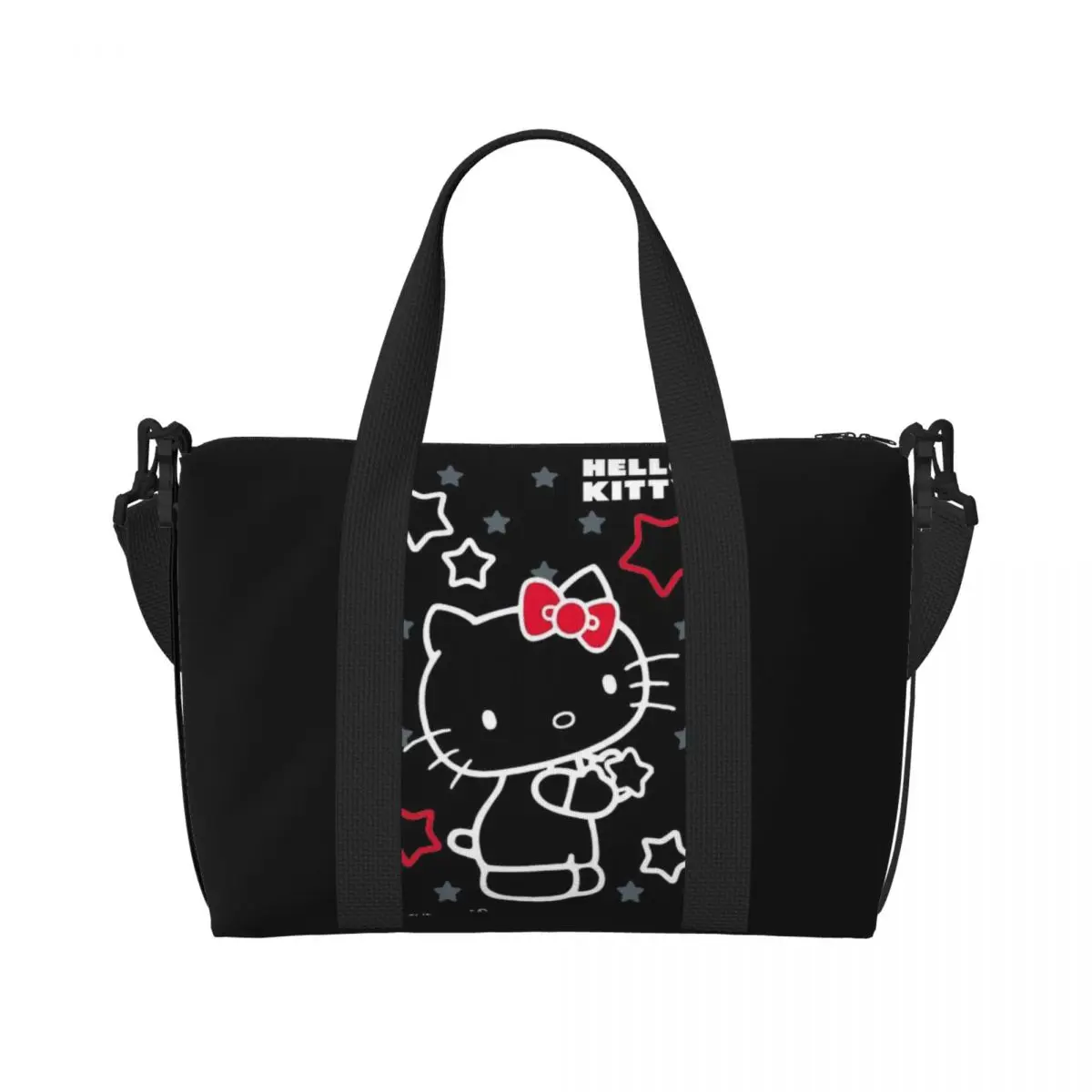 Custom Large Hello Kitty Tote Bag for Women Sanrio Kitty White Shopping Shoulder Beach Gym Travel Bag