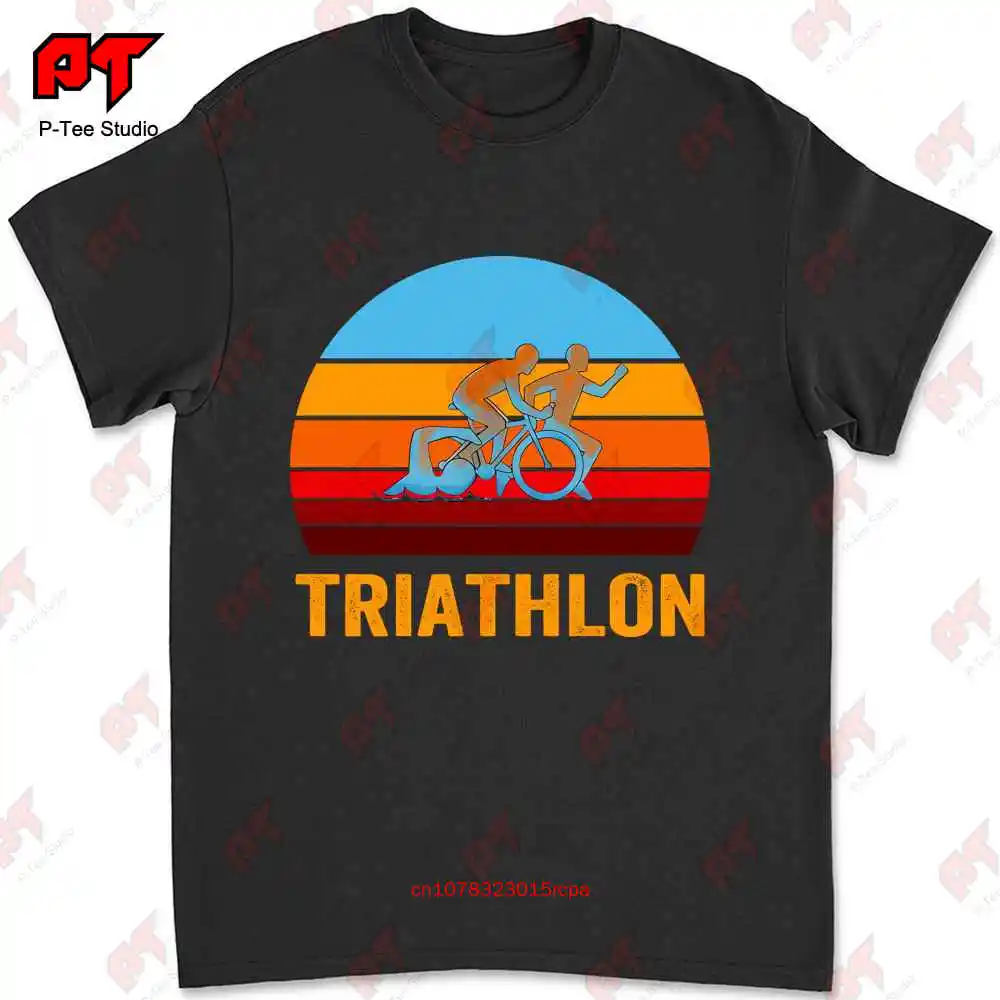 Retro Vintage Style Sunset Triathlon T-shirt Tee IRVI