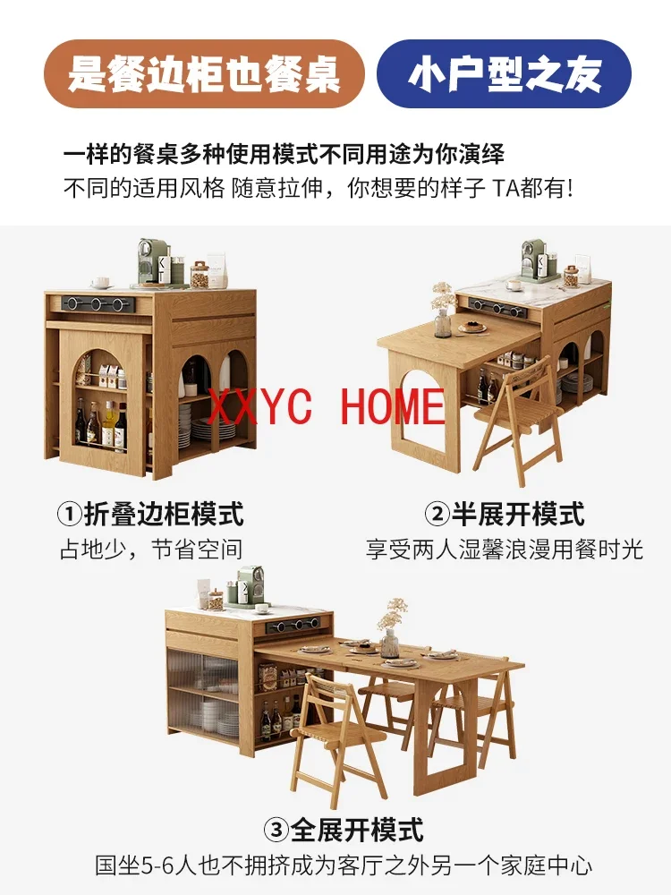 Modern Simple Home Small Apartment Retractable Stone Plate Kitchen Bar Counter