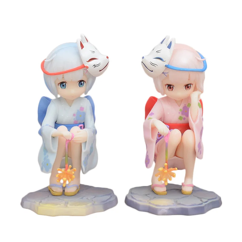 Anime Re:Life in A Different World From Zero Figures Rem Ram Action Figures Young Summer Kimono 12cm PVC Model Collection Toys